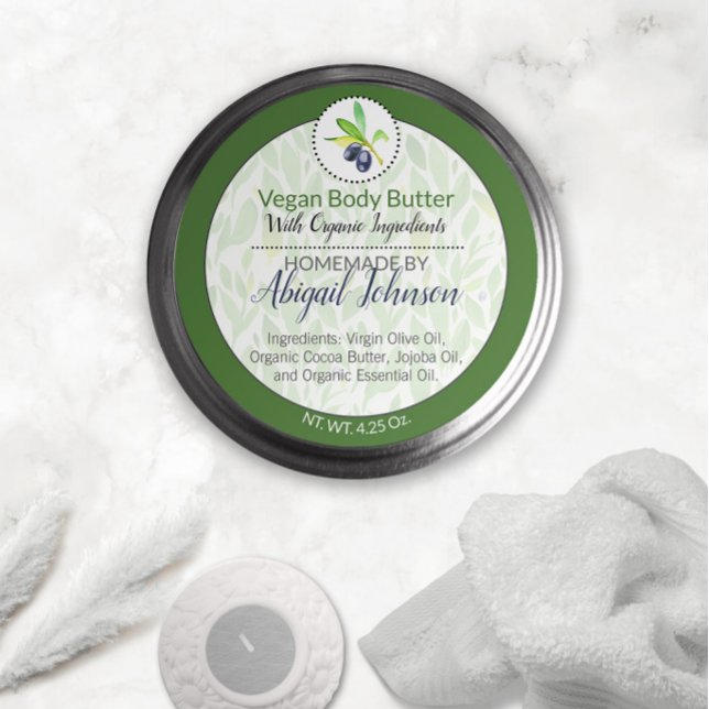 Pure Olive Oil Homemade Body Butter or Jelly Label (Creator Uploaded)