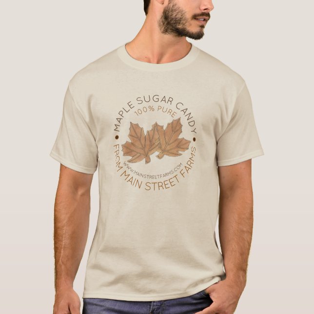 Pure Organic Maple Sugar Syrup Candy Leaf Leaves T-Shirt (Front)
