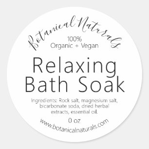Pure Organic Vegan Handmade Bath Soak Labels
