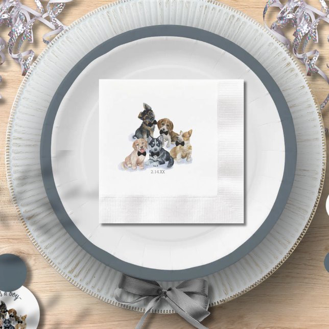 Pure Puppy | Black Tie Elegant Cute Baby Shower Napkin (Pure Puppy | Black Tie Elegant Cute Baby Shower Napkins)