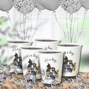 Pure Puppy Black Tie Elegant Cute Baby Shower Paper Cups