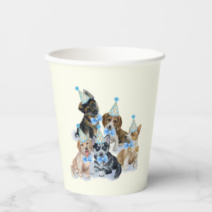 Pure Puppy   Dog Theme Blue Birthday Supplies Paper Cups