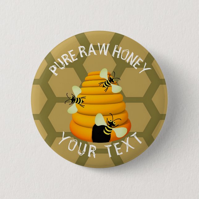 Pure Raw Honey 6 Cm Round Badge (Front)