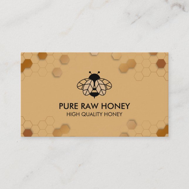 Pure Raw Honey Bee Keeper Honeycomb Apiary Business Card (Front)