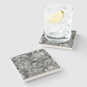 PURE SILVER Abstract Pattern + your text / photo Stone Coaster
