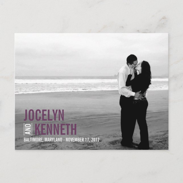 Pure Simplicity Save The Date Postcard - Purple (Front)