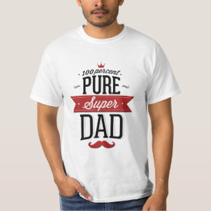 Pure Super Dad Moustache Red and Black T-Shirt