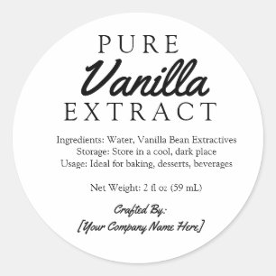 Pure Vanilla Extract Ingredients Crafted Classic Round Sticker