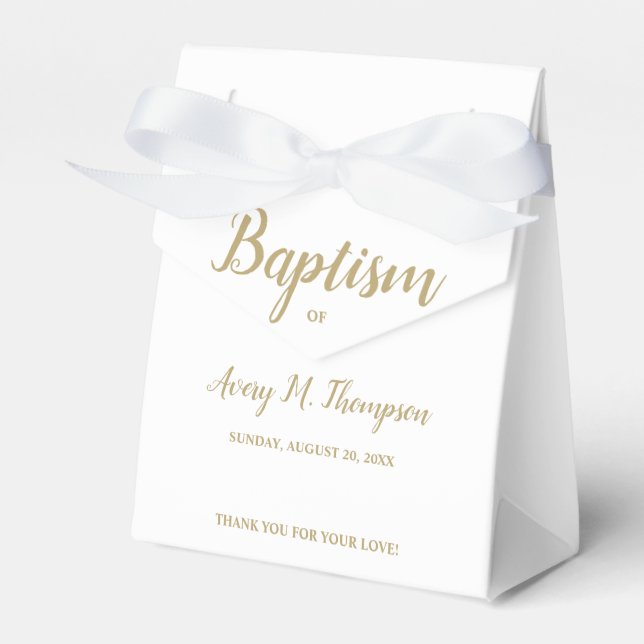 Pure white cross Simple Script Thank you Baptism Favour Box (Front Side)