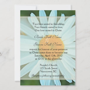Pure white daisy flower Christian wedding Invitation