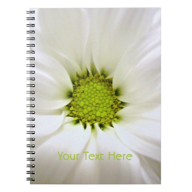 pure white daisy flower spiral notebook (Front)