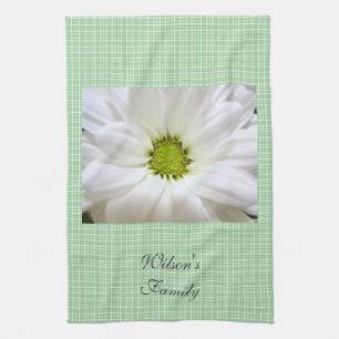 pure white daisy flower tea towel
