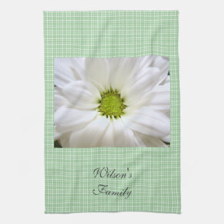 pure white daisy flower tea towel
