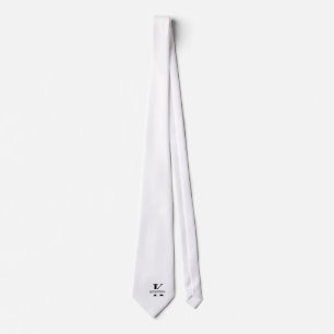 Pure White Elegant Monogram + Name Tie