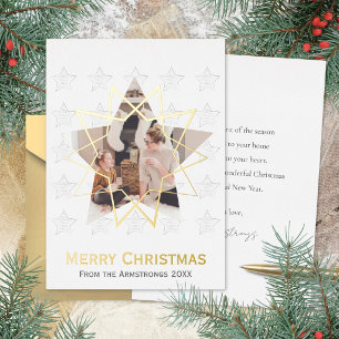 Pure White Geometric Star Gold Christmas