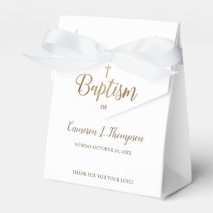 Pure white gold cross Baptism Party Thank you Favour Box