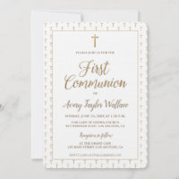 Pure White Gold Cross Modern First communion