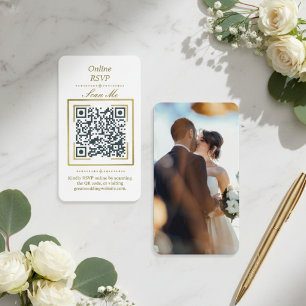 Pure White Photo Online RSVP QR Code Wedding Enclosure Card