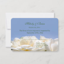 pure white rose flowers  wedding rsvp