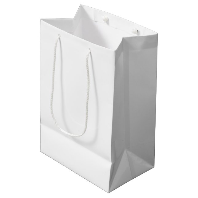 Pure White Solid Colour Medium Gift Bag (Front Angled)