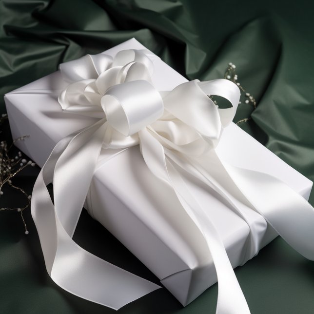 Pure White Solid Colour Satin Ribbon (Creator Uploaded)