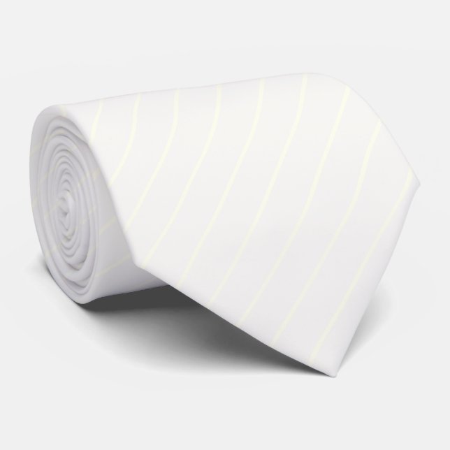 Pure White with Ivory White Pinstripes Tie (Rolled)