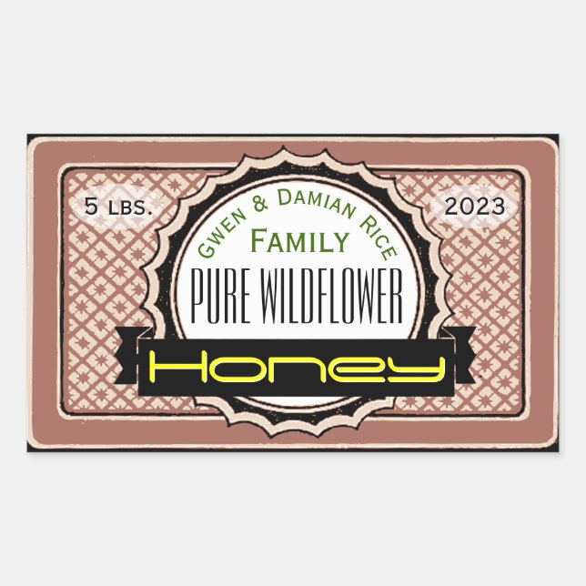 Pure Wildflower Customised Honey Jar Rectangular Sticker (Front)