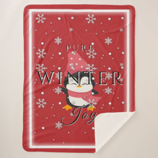 Pure Winter Joy w/ Penguin and Snow Sherpa Blanket