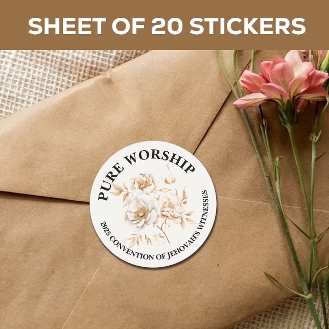 Pure Worship 2025 Convention JW Envelope Classic Round Sticker (Creator Uploaded)