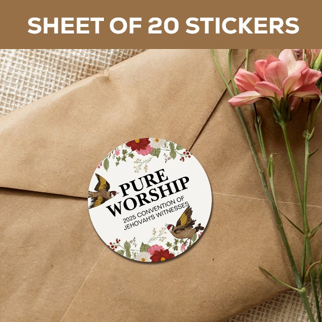 Pure Worship 2025 Convention JW Envelope Classic Round Sticker (Creator Uploaded)