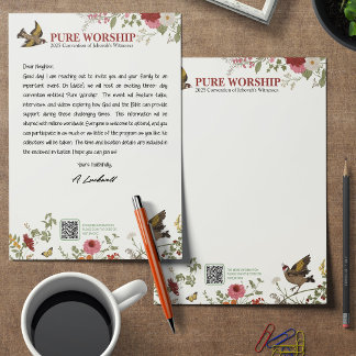 Pure Worship JW 2025 Convention Letter Writing Custom Letterhead
