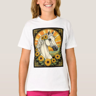 Purebred Horse And Black Eyed Susan Flowers T-Shirt