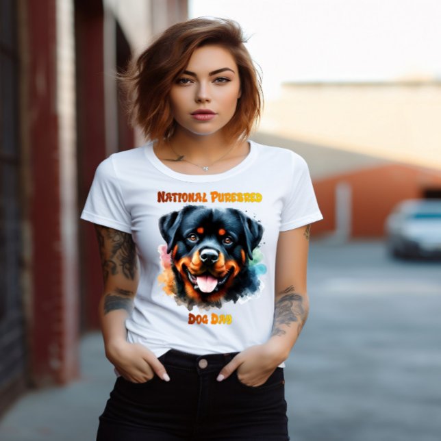 Purebred Rottweiler Dog Poses for National Day T-Shirt (Creator Uploaded)