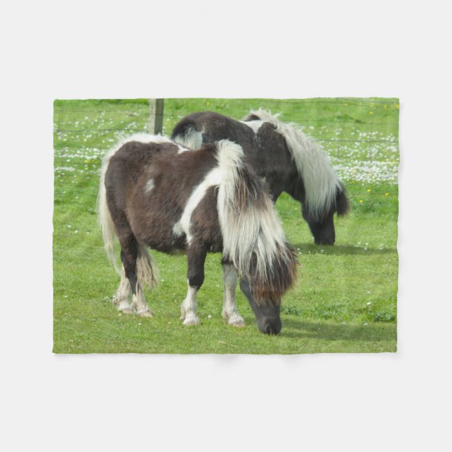 Purebred Shetland Paint Ponies Fleece Blanket (Front (Horizontal))