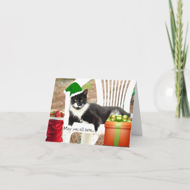 Purfect Christmas Fluffy New Year Folded Cat Card (Front)