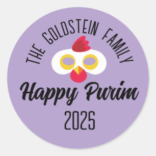 Purim chicken mask masquerade costume classic round sticker