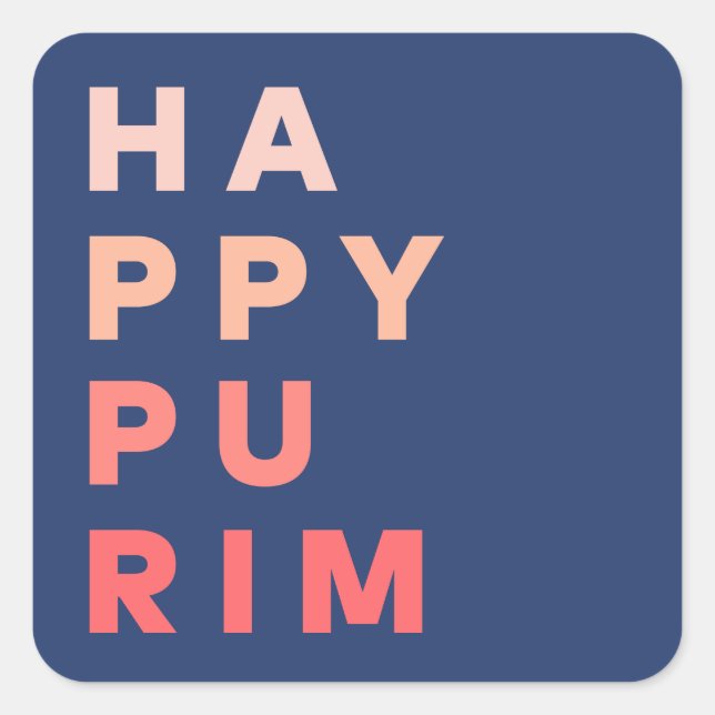 Purim Coral Ombre Square Sticker (Front)
