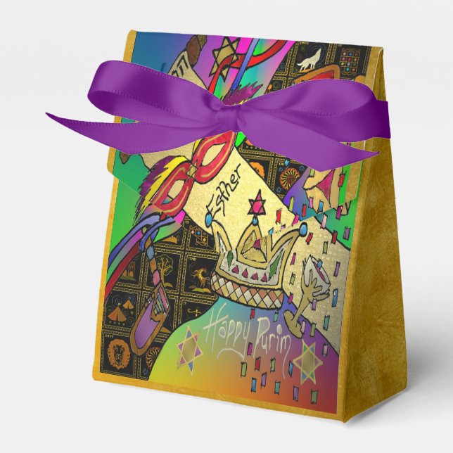 Purim Esther Celebration Dark Art Print Favour Box (Front Side)