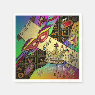 Purim Esther Celebration Dark Art Print Napkin
