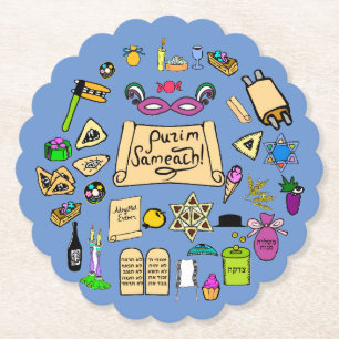 Purim Gatherings Paper Coasters - Gatherings