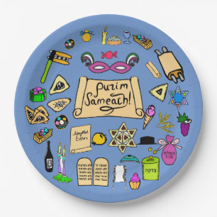 Purim Gatherings Paper Plates - Customisable 