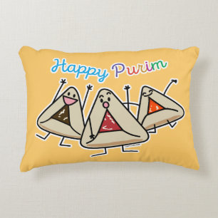 Purim hamantaschen pastry Sameach Oznei Haman Decorative Cushion