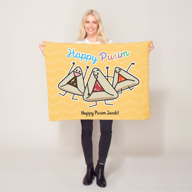 Purim hamantaschen pastry Sameach Oznei Haman Fleece Blanket (In Situ)