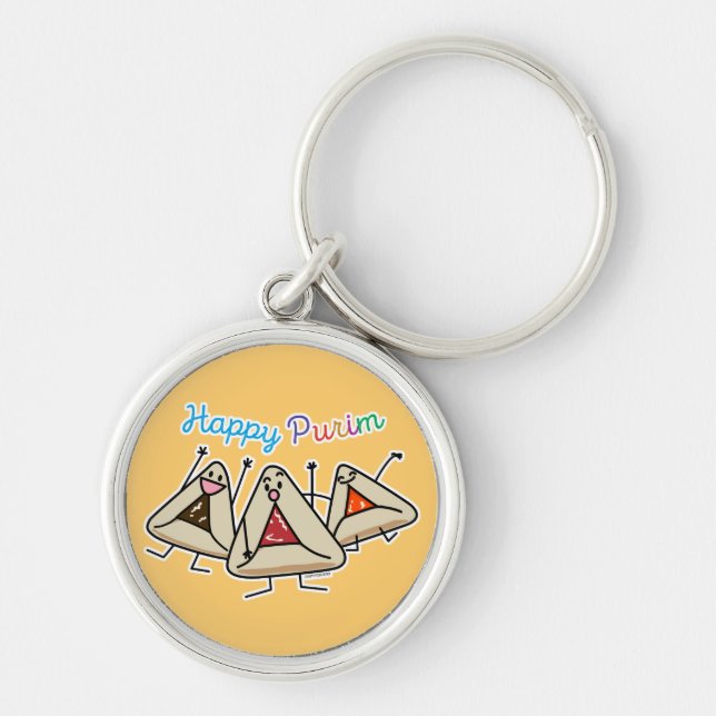 Purim hamantaschen pastry Sameach Oznei Haman Key Ring (Front)