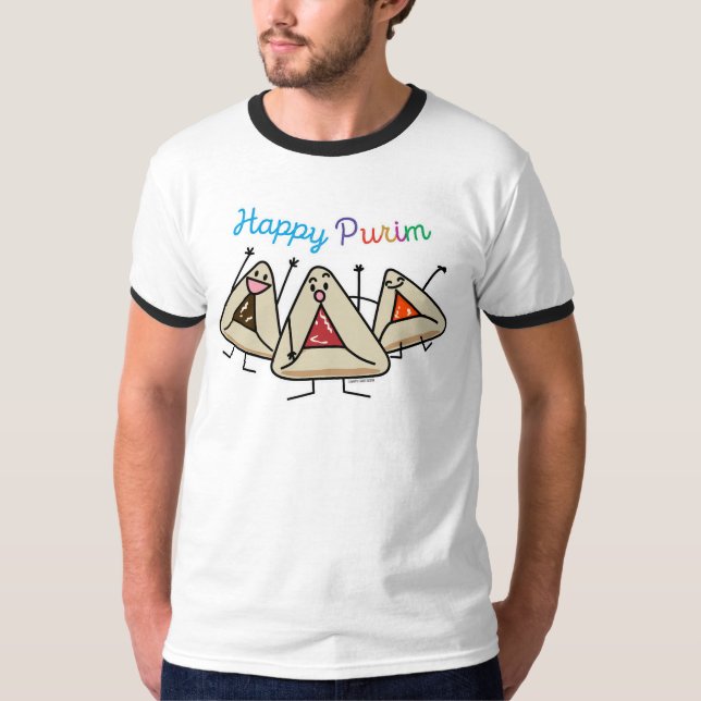 Purim hamantaschen pastry Sameach Oznei Haman T-Shirt (Front)