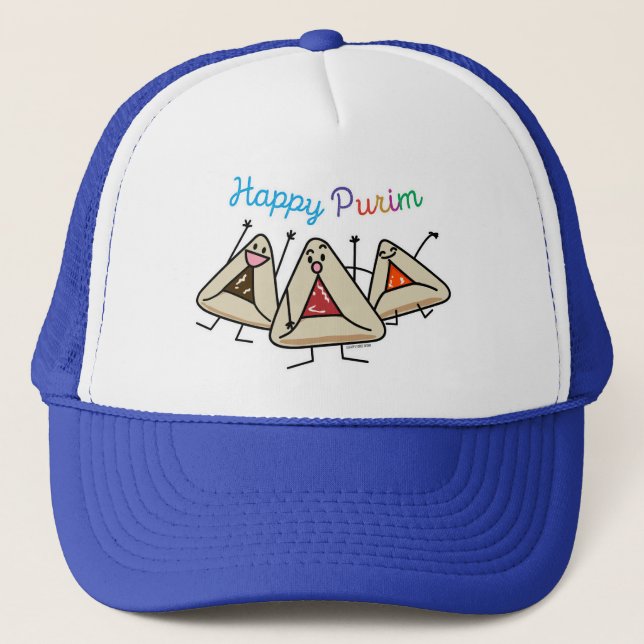 Purim hamantaschen pastry Sameach Oznei Haman Trucker Hat (Front)