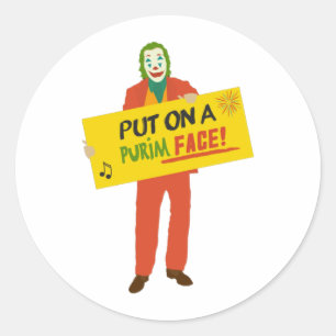 Purim Joker Classic Round Sticker