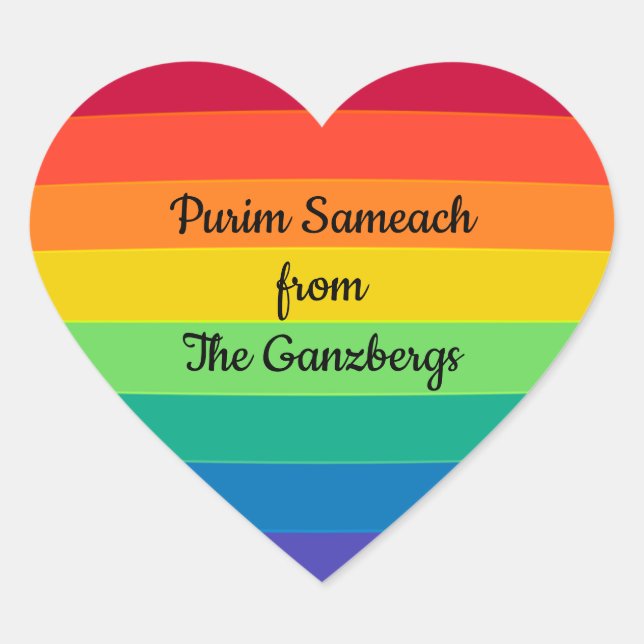 Purim Mishloach Manos Shalach Manot Heart Sticker (Front)