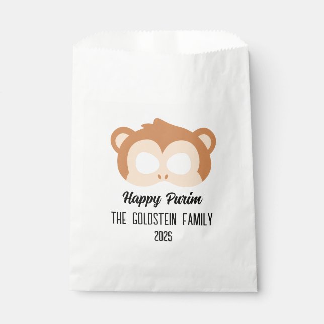 Purim monkey mask masquerade costume favour bags (Front)
