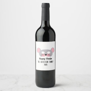 Purim mouse mask masquerade costume wine label